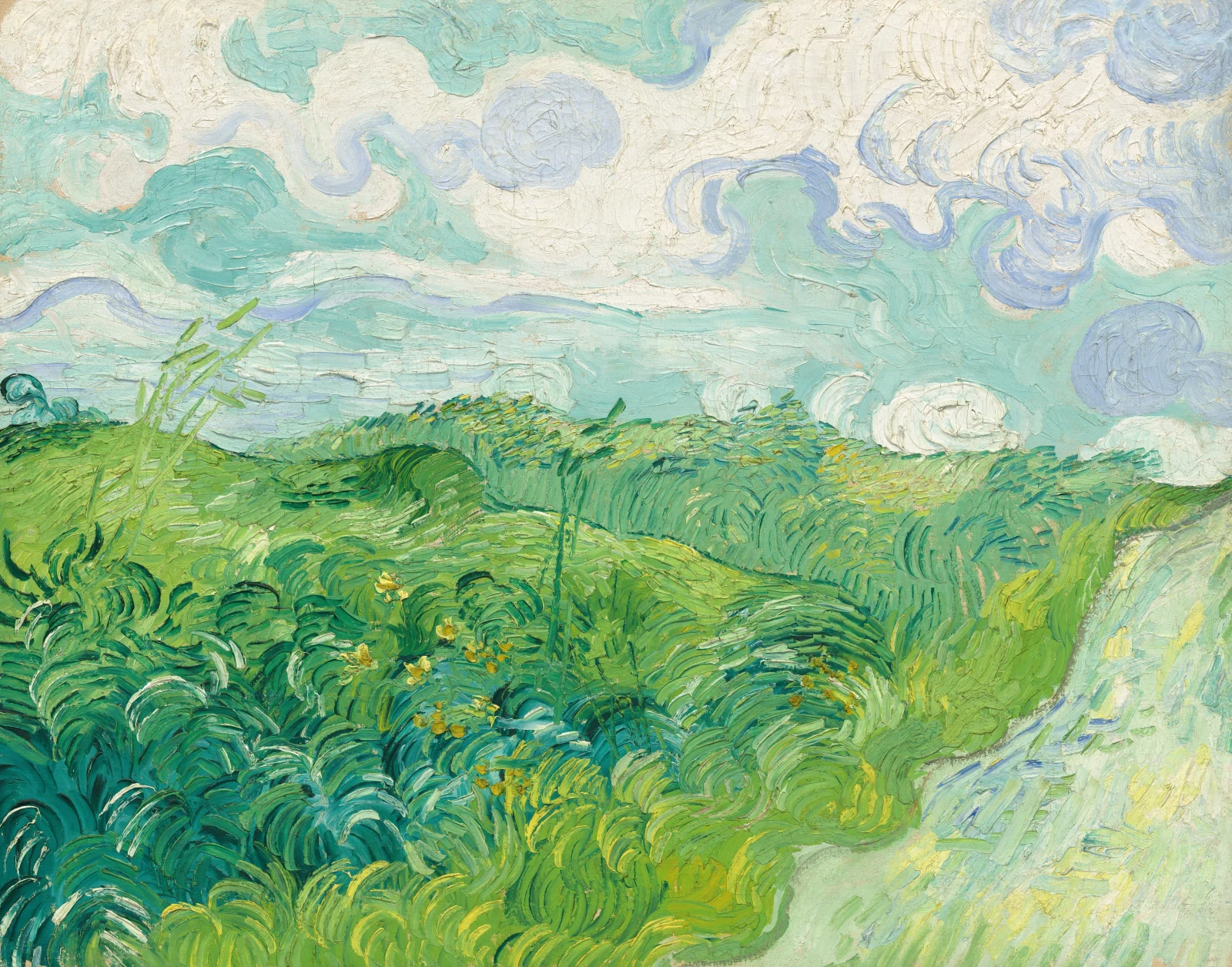 Green Wheat Fields, Auvers by Vincent van Gogh.